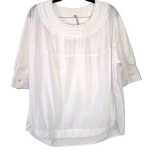 Liviana Conti Free-Size White Cotton Relaxed Fit Blouse‎